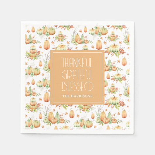 Rustieke pompoen laat dankbare zegen servet (Voorkant)