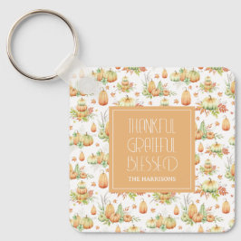 Rustieke pompoen laat dankbare zegen sleutelhanger