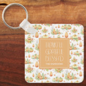 Rustieke pompoen laat dankbare zegen sleutelhanger (Voorkant)