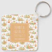 Rustieke pompoen laat dankbare zegen sleutelhanger (Achterkant)