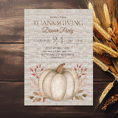 Rustieke Pompoen Linnen Thanksgiving Dinner Party Kaart