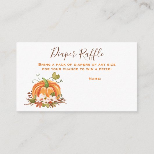 Rustieke Pompoen Luier Raffle Kaart Herfst Herfst (Voorkant)