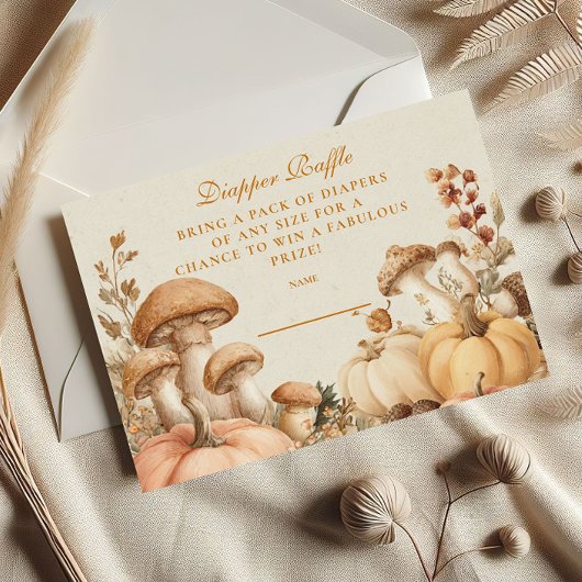 Rustieke Pompoen Mushroom Diapper Raffle Informatiekaartje