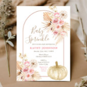 Rustieke Pompoen Pampas Baby Sprinkle Uitnodiging