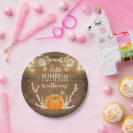 Rustieke Pompoen Papier Borden Herfst Douchehout Papieren Bordje