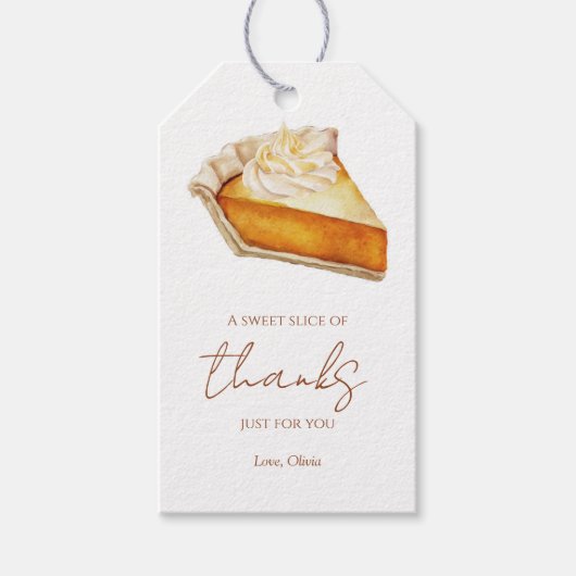 Rustieke Pompoen Pie Slice Rechthoek Gift Label Cadeaulabel (Voorkant)