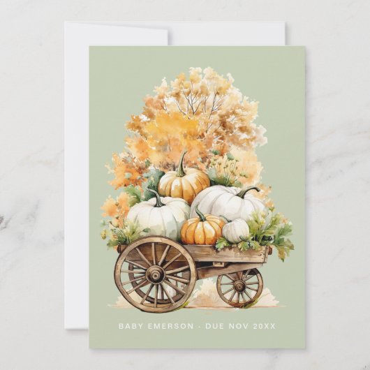 Rustieke pompoen | Schattige Neutraal Herfst Baby  Kaart (Achterkant)