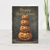 Rustieke pompoen Stack Halloween boerderij Herfst Kaart (Voorkant)