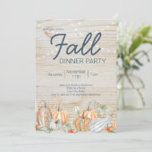 Rustieke Pompoen String Lights Herfst Dinner Party Kaart (Staand voorkant)