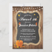 Rustieke pompoen Sweet 16 Party Krijt Hout Uitnodi Kaart (Voorkant)