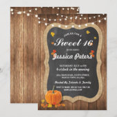 Rustieke pompoen Sweet 16 Party Krijt Hout Uitnodi Kaart (Voorkant / Achterkant)