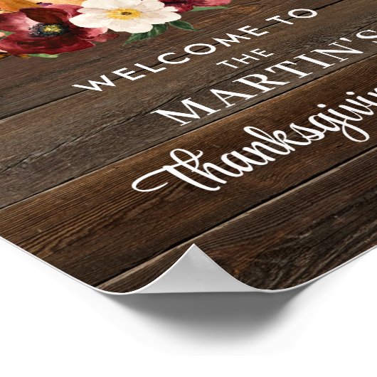 Rustieke Pompoen Thanksgiving Diner Welkomstposter Poster (Hoek)