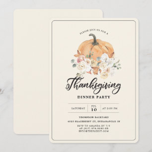 Rustieke Pompoen Thanksgiving Dinner Party Kaart