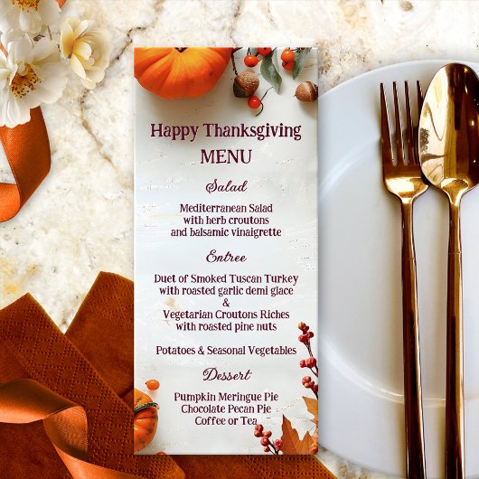 Rustieke pompoen Thanksgiving Herfst Diner Menu