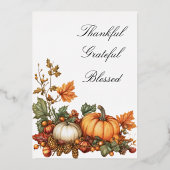 Rustieke pompoen Thanksgiving Partij Folie Uitnodiging (Achterkant)