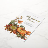 Rustieke pompoen Thanksgiving Partij Folie Uitnodiging (Gedraaid)