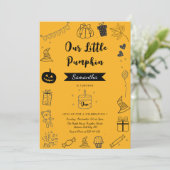 Rustieke pompoen verjaardagsfeestje uitnodiging Do (Staand voorkant)