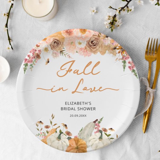 Rustieke pompoen verliefd worden papieren bord