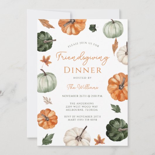 Rustieke pompoen Vriendschapsdiner Kaart (Voorkant)