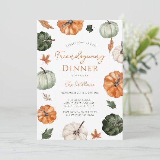 Rustieke pompoen Vriendschapsdiner Kaart (Staand voorkant)