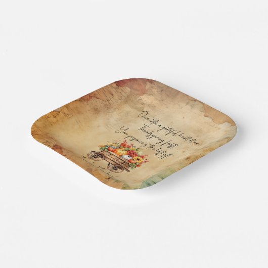 Rustieke pompoen wagen Thanksgiving Papier Borden Papieren Bordje (Gebogen)