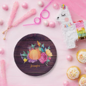 Rustieke Pompoen Waterverf Bloemen Herfst Party Papieren Bordje (Feest)