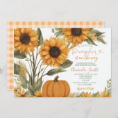 Rustieke Pompoen Zonnebloem Baby shower Uitnodigen Kaart (Voorkant / Achterkant)