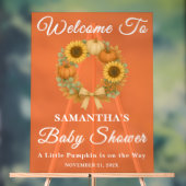 Rustieke Pompoen Zonnebloem Herfst Baby shower Wel Acryl Bord (Neutraal)