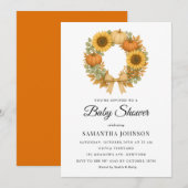 Rustieke Pompoen & Zonnebloem Krans Herfst Baby sh Kaart (Voorkant / Achterkant)