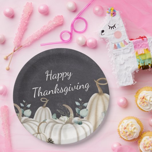 Rustieke Pompoenen Boerderij Happy Thanksgiving Papieren Bordje (Feest)