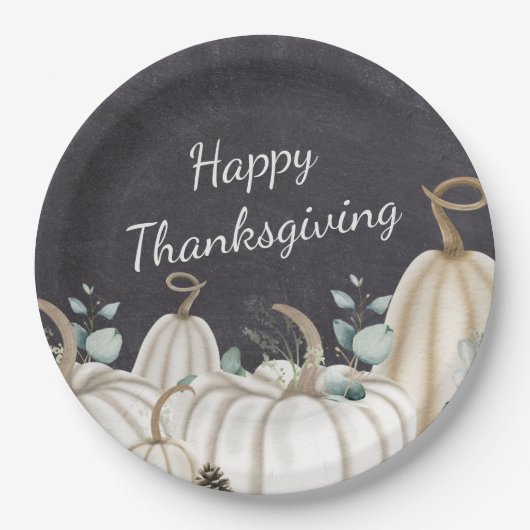 Rustieke Pompoenen Boerderij Happy Thanksgiving Papieren Bordje (Voorkant)