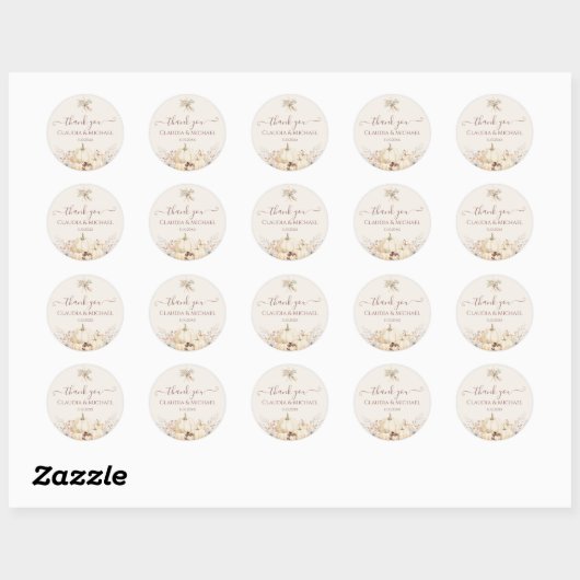 Rustieke pompoenen Elegant Fall Wedding Dank u Ronde Sticker (Vel)