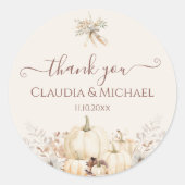 Rustieke pompoenen Elegant Fall Wedding Dank u Ronde Sticker (Voorkant)