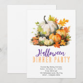Rustieke pompoenen en bladeren Halloween Dinner Pa Kaart (Voorkant / Achterkant)