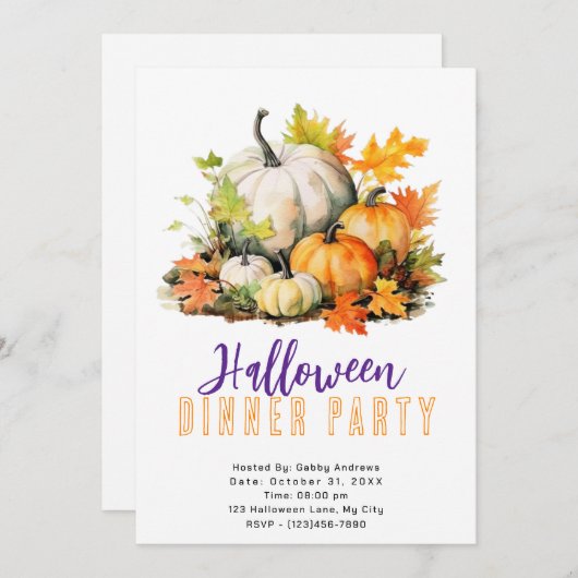 Rustieke pompoenen en bladeren Halloween Dinner Pa Kaart (Voorkant / Achterkant)