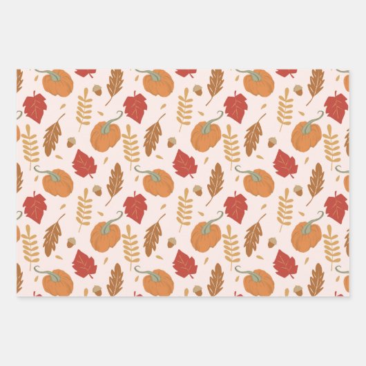 Rustieke pompoenen en plakken coördineren inpakpapier vel (Voorkant)