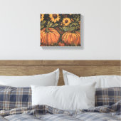 Rustieke pompoenen en zonnebloemen Herfst Art Prin Canvas Afdruk (Insitu (Slaapkamer))