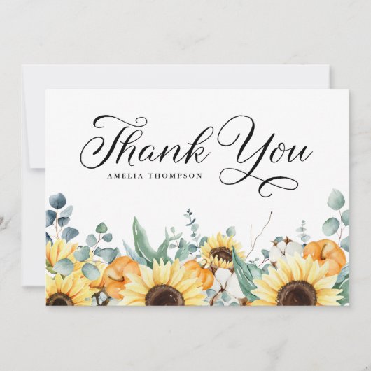 Rustieke Pompoenen en Zonnebloemen Herfst Baby sho Bedankkaart (Voorkant)