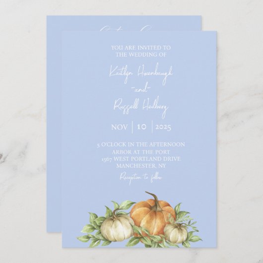 Rustieke pompoenen herfst bruiloft uitnodiging (Voorkant / Achterkant)