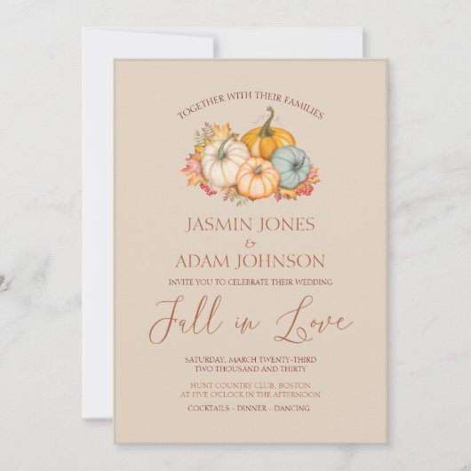 Rustieke Pompoenen Herfst Neutraal Trouwen Kaart (Voorkant)
