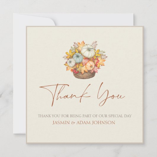 Rustieke pompoenen Herfst Oogst bruiloft Dank u (Voorkant)