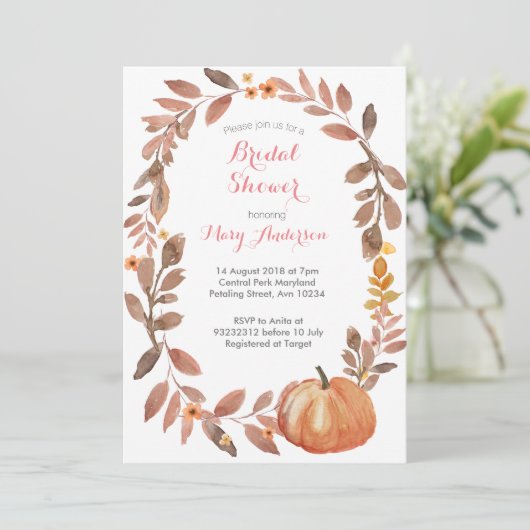 Rustieke Pompoenen Herfst Rustieke Bruiloft Feest Kaart (Staand voorkant)