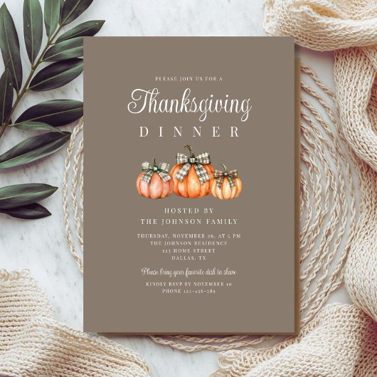 Rustieke Pompoenen Thanksgiving Diner Kaart