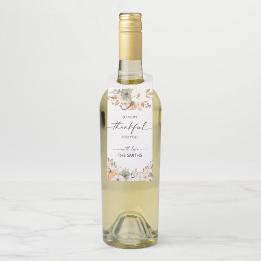 Rustieke Pompoenen Thanksgiving Fles Hanger Labels (Op fles)