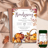 Rustieke pompoenen | Waterverf Friendsgiving Diner Kaart