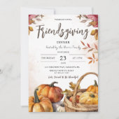 Rustieke pompoenen | Waterverf Friendsgiving Diner Kaart (Voorkant)
