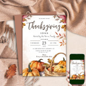 Rustieke pompoenen | Waterverf Thanksgiving Diner Kaart