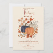 Rustieke Pompoenen Wildflowers Thanksgiving Diner Kaart (Voorkant)