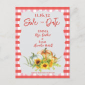 Rustieke Pompoenen Zonnebloemen bruiloft Save the  Briefkaart (Voorkant)