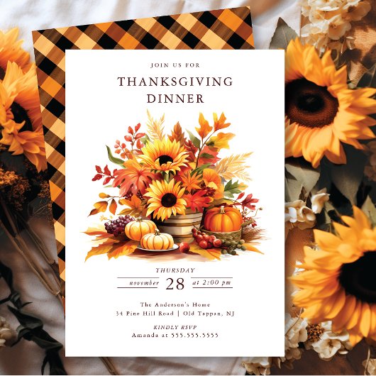 Rustieke pompoenen & zonnebloemen Thanksgiving Kaart